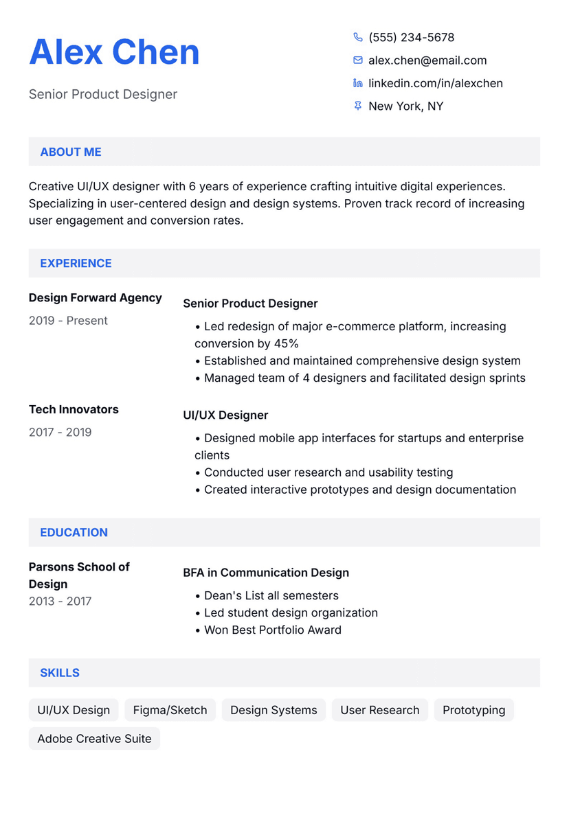 modern resume template