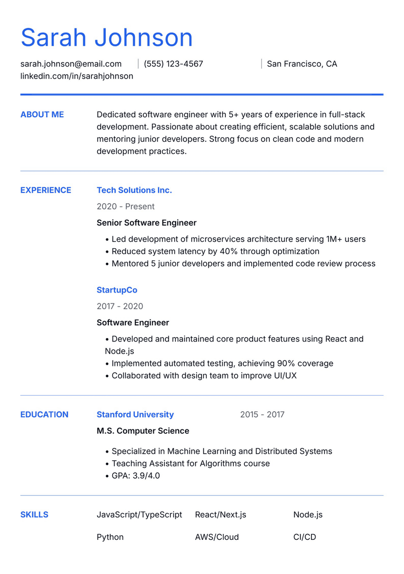 professional resume template